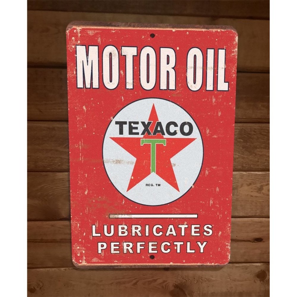 Texaco Motor Oil Lubricates Perfectly Vintage Look 8x12 Metal Wall Garage Sign